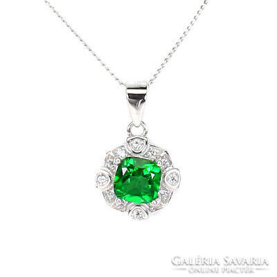 925 Sterling silver pendant with green topaz 6mm