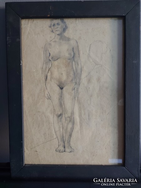 Unsigned pencil drawing - study drawing - female nude 039