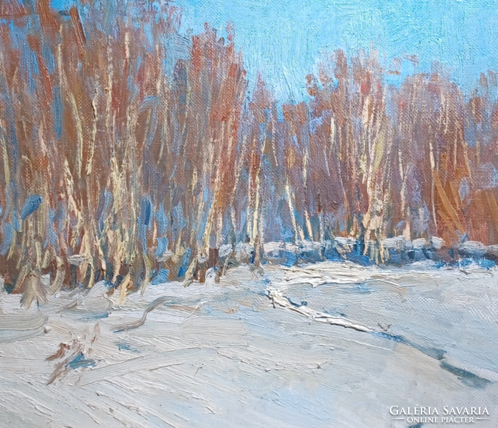 Winter trees (size with frame 44x48 cm) oil - wood fiber