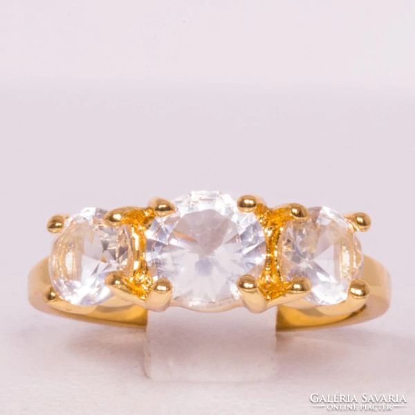 18 karátos aranyozott cirkónia kristállyal díszített, nagyon szép gyűrű
