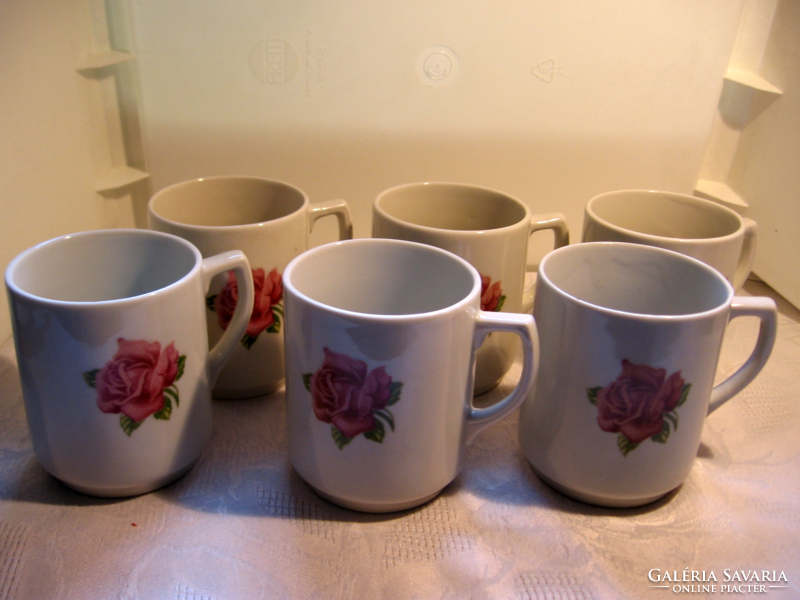 Antique set of 6 drasche rose mugs