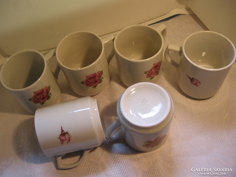 Antique set of 6 drasche rose mugs