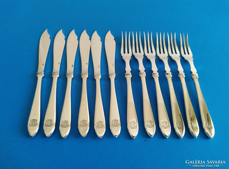 Silver fish set for 6 people, bachruch antal