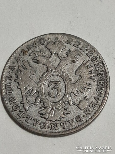 V.Ferdinánd silver 3 krajcár 1840 8.