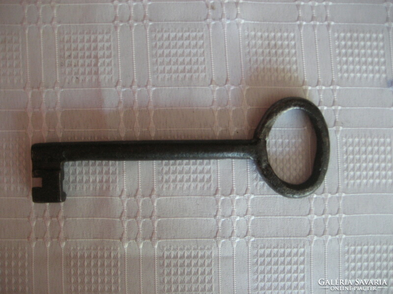 Antique large wrought iron door key, cellar key 17cm