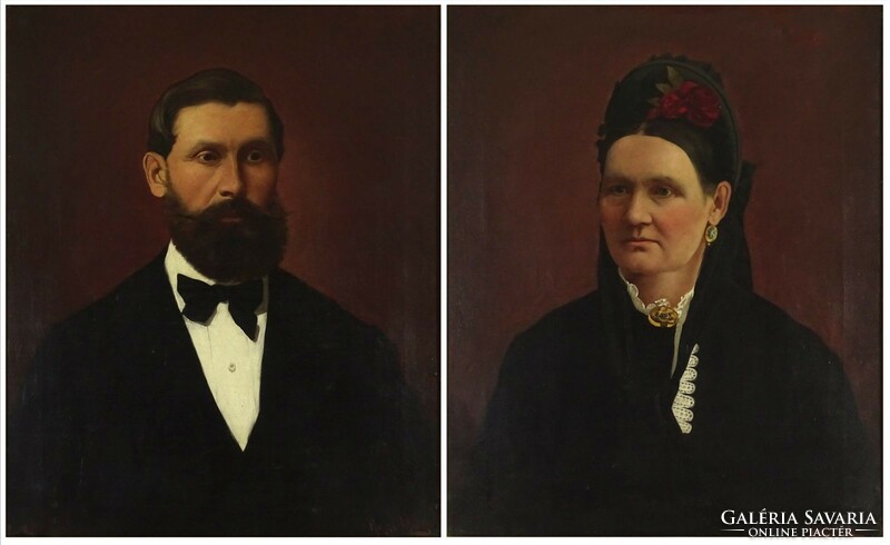 1J953 Rajzó Miklós (1865-1913) : Biedermeier portré pár