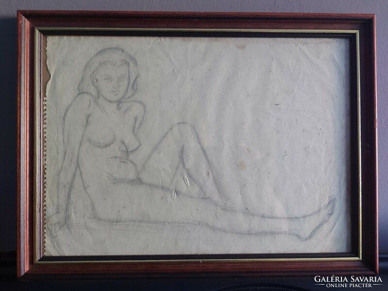 Unsigned pencil drawing - study drawing - female nude 073