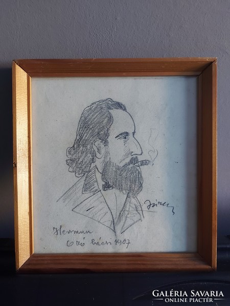 Unsigned pencil drawing - study drawing - portrait of Otto Herman? 083