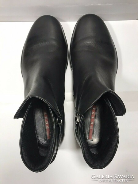 Prada numbered luxury black calfskin men's shoes ankle boots m: 10 / 45 new price: €680