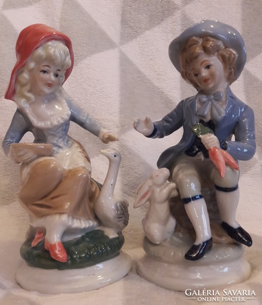 Porcelain rococo girl and boy pair (l2613)