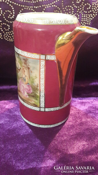 Romantic scene altwien, antique viable porcelain jug (l2645)
