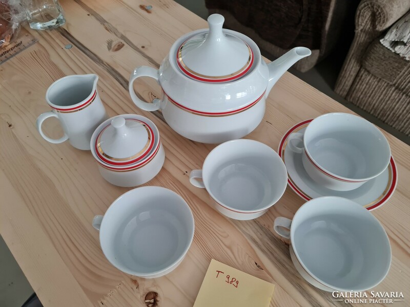 Alföldi red-gold striped tea set pieces t989