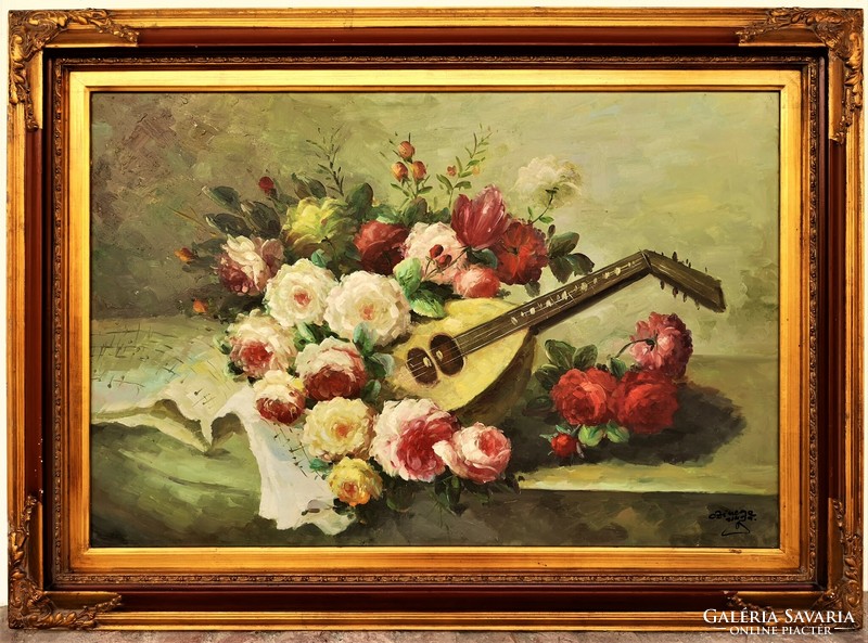 110X80cm czinege zsolt (1967) still life with mandolin c. Your painting with an original guarantee!