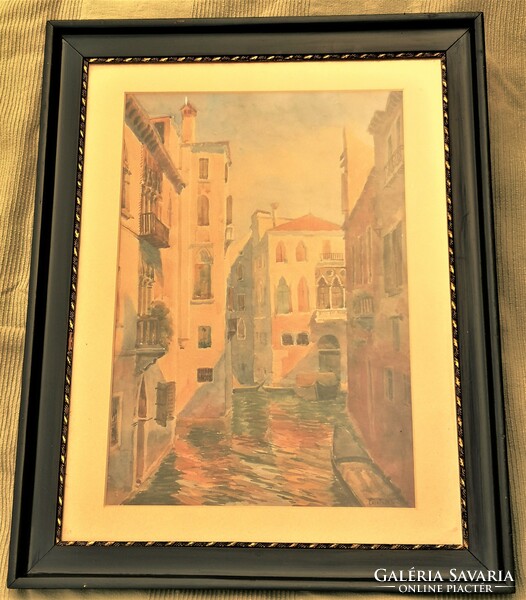 Förstner Tivadar (1878 - 1935) Velence 1921 c. festménye Eredeti Garanciával!
