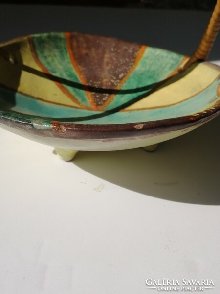 Colonial retro ceramic bowl with handles approx. 1960s