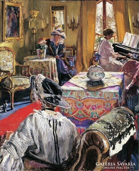 Issák Perlmutter salon, reproduction canvas picture print times of peace interior room interior life picture company
