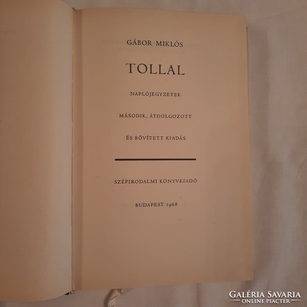 Gábor Miklós: Tollal   naplójegyzetek  második átdolgozott és bővített kiadás 1968