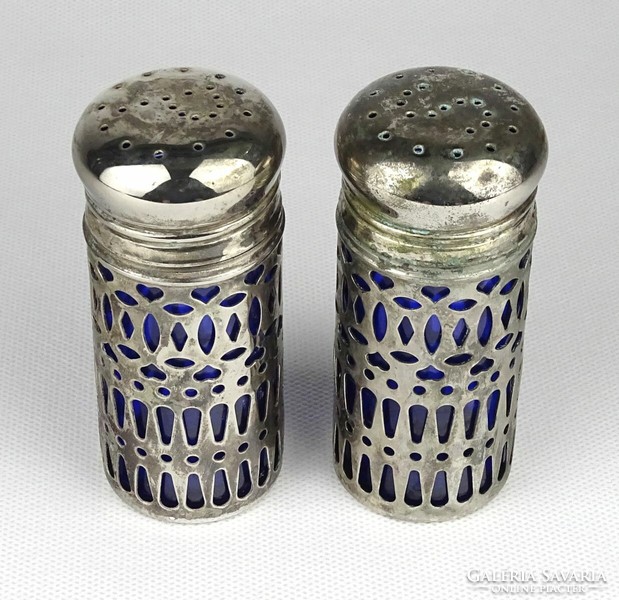 1K087 tabletop spice shaker with blue insert, pair of salt and pepper holders 9.5 Cm