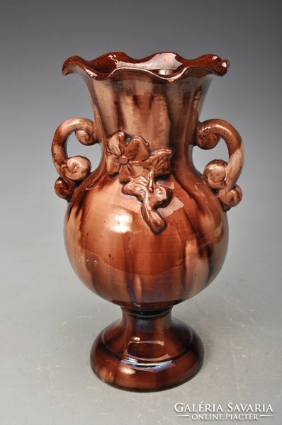 Pál Weigert potter's art deco ceramic vase with applique distizione, 22 cm field tour