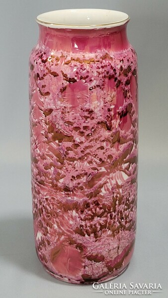 Hollóházi lüszter mázas porcelán váza
