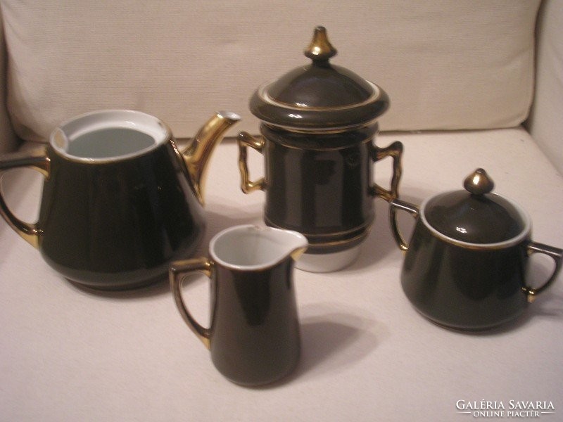 Antique tea set with S.P.M walkür mark, also equipped with an art deco filter