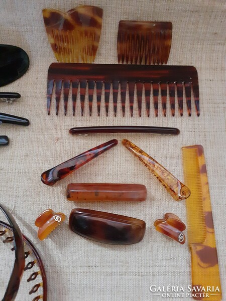 Retro amber-colored French hair clips with bun pins, hair clips and combs in one
