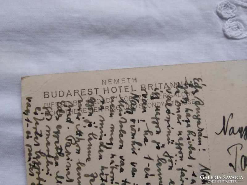 Hotel Britannia Budapest reklámlapja Móra szoba, Szél ángyó, művészlap 1941-ből