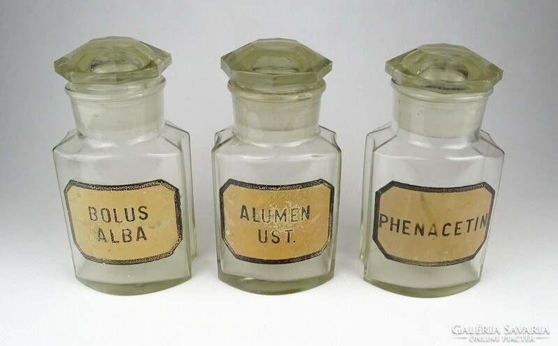 1I648 old pharmacy apothecary bottle 3 pieces
