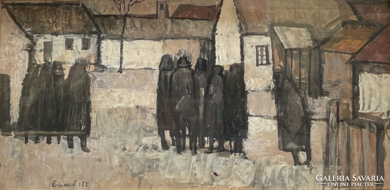 Bencze László (1907-1992) Téli Vasárnap c. Képcsarnokos Festménye