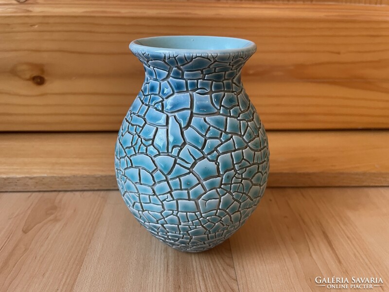Zsolnay cracked base glaze shrink glazed porcelain vase gazder antal design modern retro mid century
