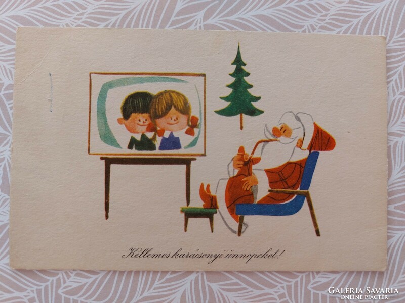 Old Christmas cartoon postcard postcard Santa Claus retro Santa Claus