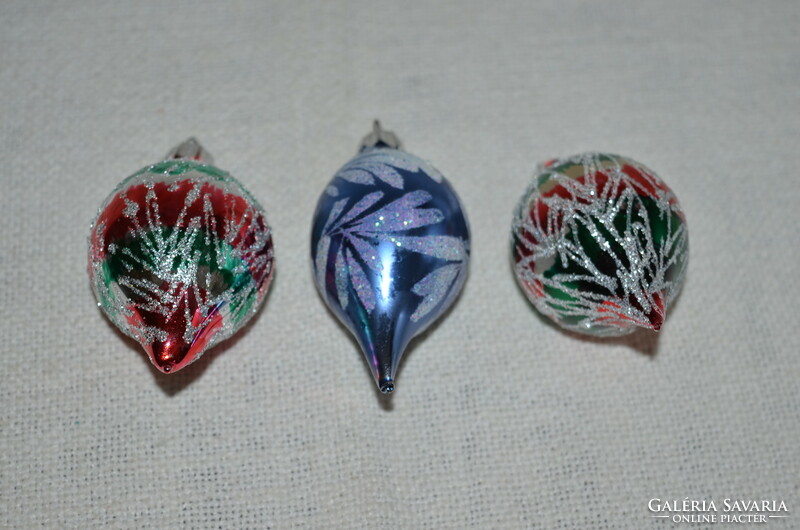 3 pcs old glass Christmas tree ornaments