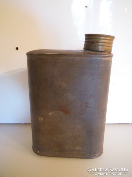 Flask - antique - tin - half liter - 13 x 10 x 4.5 cm - flask - usable - perfect