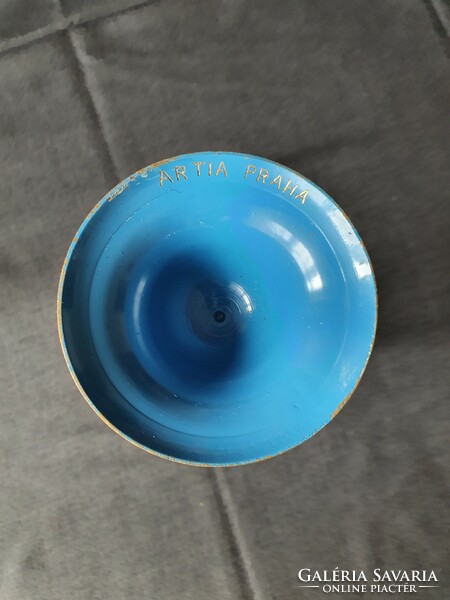 Oriental blue metal vase, 37 cm high