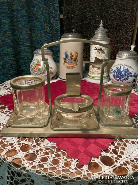 Art deco table smoking set with cigar holder.
