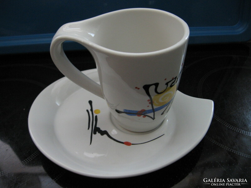 Designed by Silva Haigermoser limitált 2007-es Memphis Styl művészi kávés csésze szett