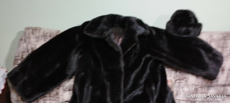 Elegant, deep brown, long mink fur coat with mink fur hat for sale!