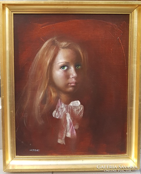 Kárpáti Éva (1936-): Portré, 50x40 cm.