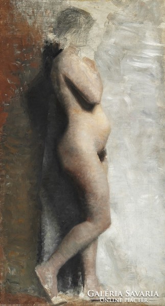 Hammershøi - nude from the side - quilted canvas reprint