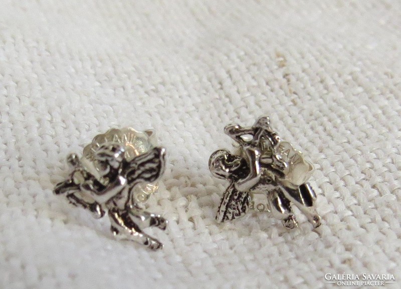 Marked silver arrow cupid/putto/angel tiny earrings
