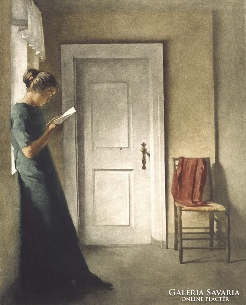 Peter Ilsted - Ablakban olvasó lány - vakrámás vászon reprint