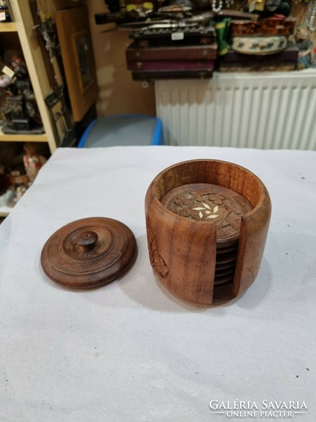 Wooden carved cup coaster