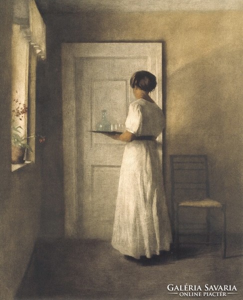 Peter ilsted - young girl with a tray - quilted canvas reprint