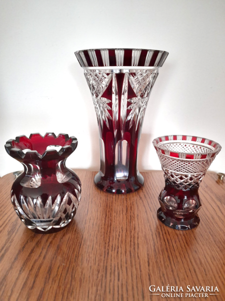 Antique burgundy lead crystal vases