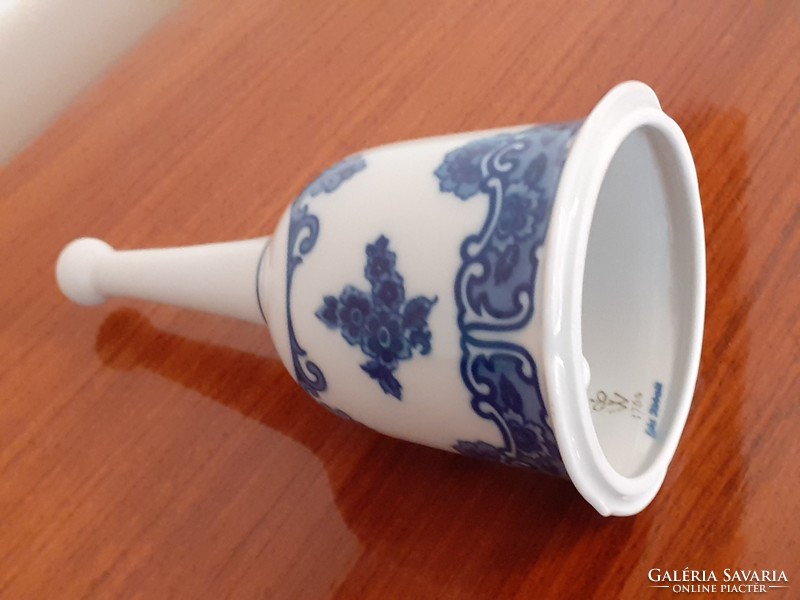 Old wallendorf echt cobalt porcelain blue floral bell 18 cm