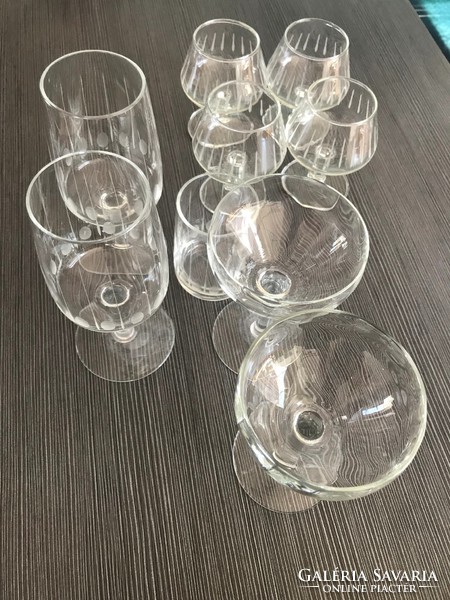 Polished glass liqueur or champagne, cognac glasses 8 pcs