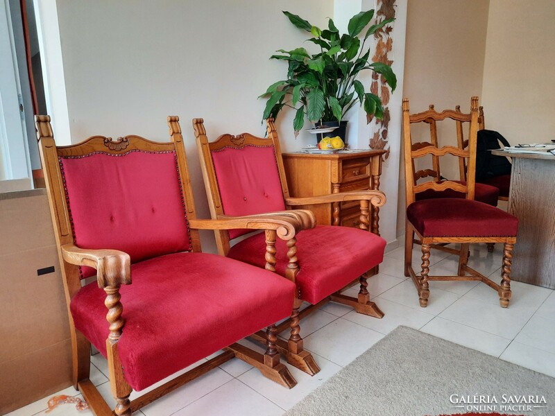 Colonial furniture (20 pieces) in good condition, with red upholstery