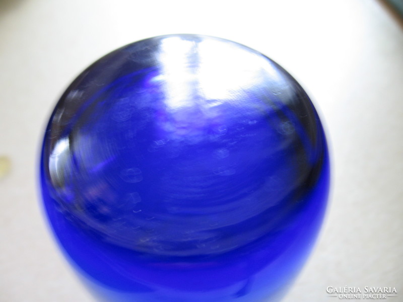 Cobalt blue zodiac, Sagittarius horoscope polished vase, glass