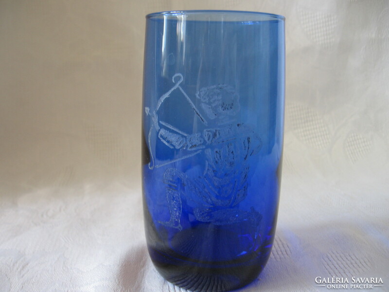 Kobalt kék zodákus, nyilas horoszkóp csiszolt váza, pohár