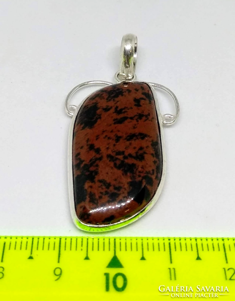 Indian handmade mahogany obsidian stone pendant